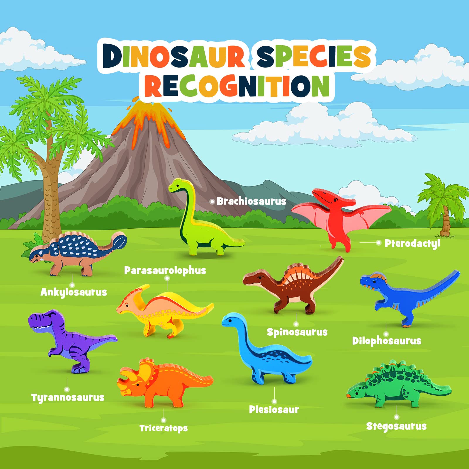 IPOURUP kids play a family game with dinosaur blocks.