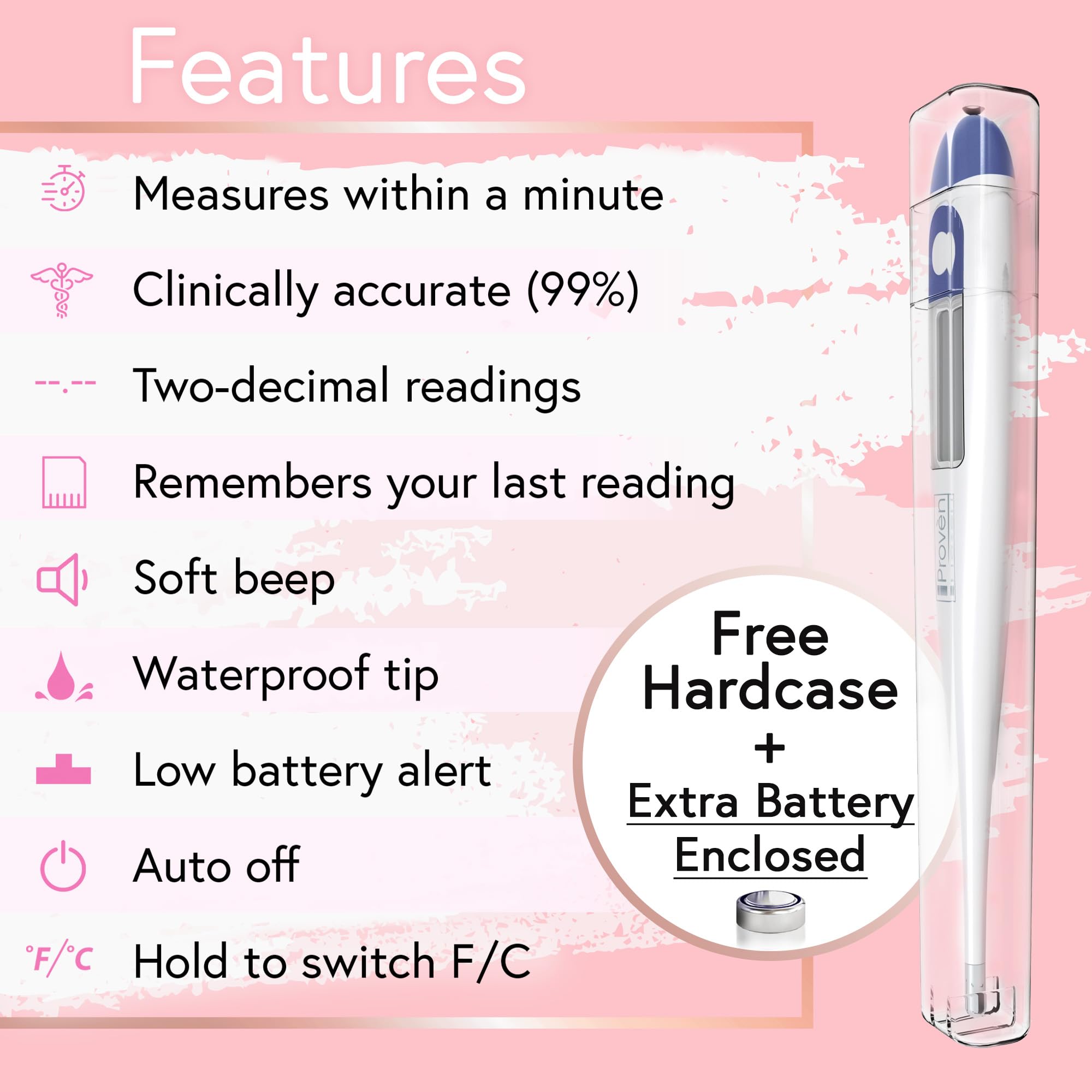 iProvèn thermometer memory recall displays previous cycle temperatures