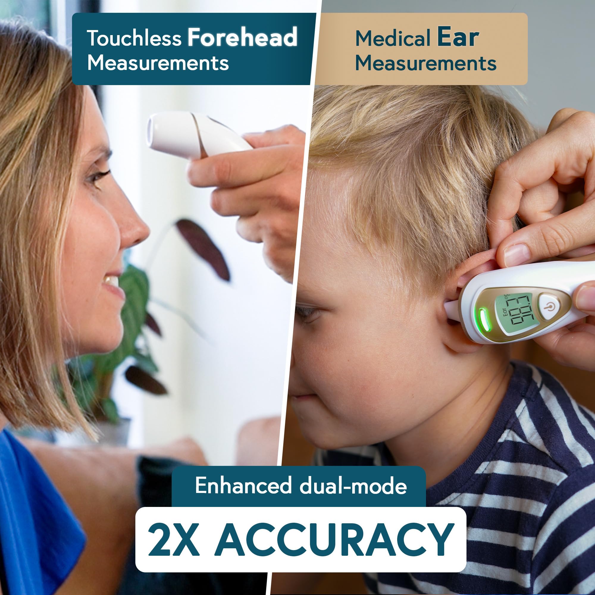 iProvèn Pro Series dual mode for forehead and ear measurements in one device.