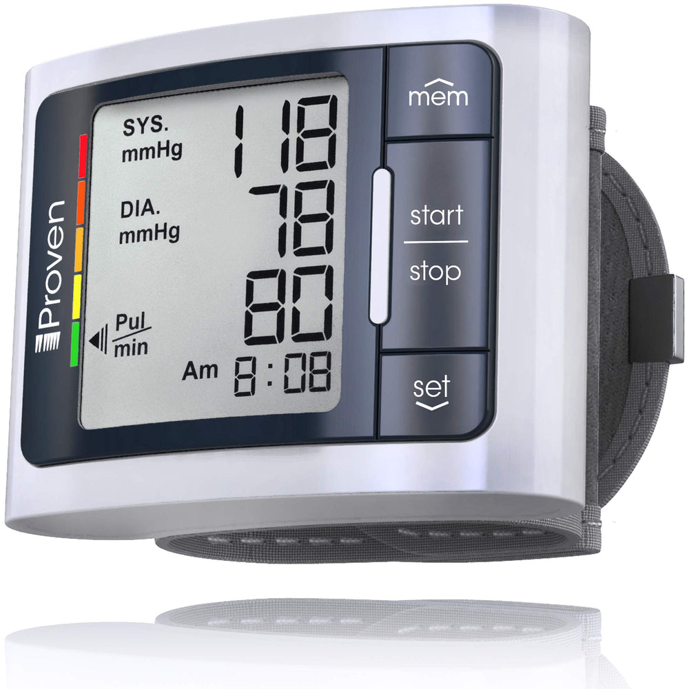 iProvèn wrist monitor with large display for quick readings.
