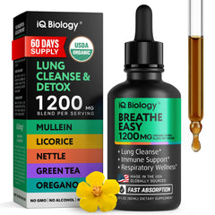 IQ Biology Mullein Drops bottle front for lung support