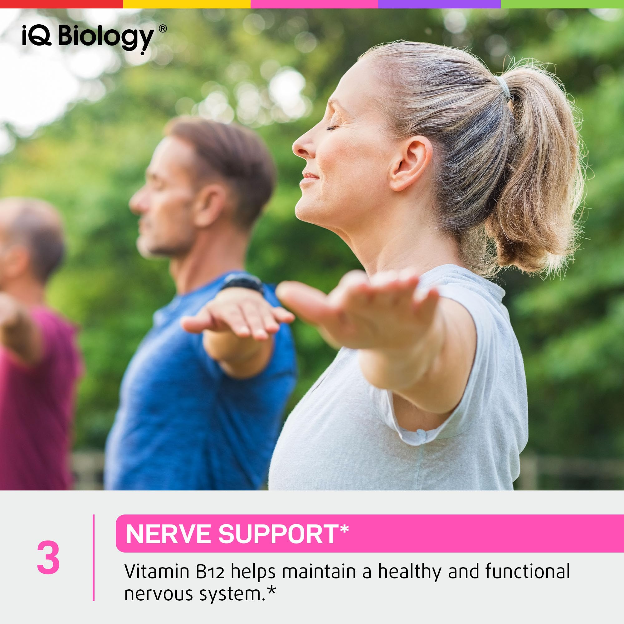 IQ Biology Vegan B12 supplement suitable for energy and focus routines.