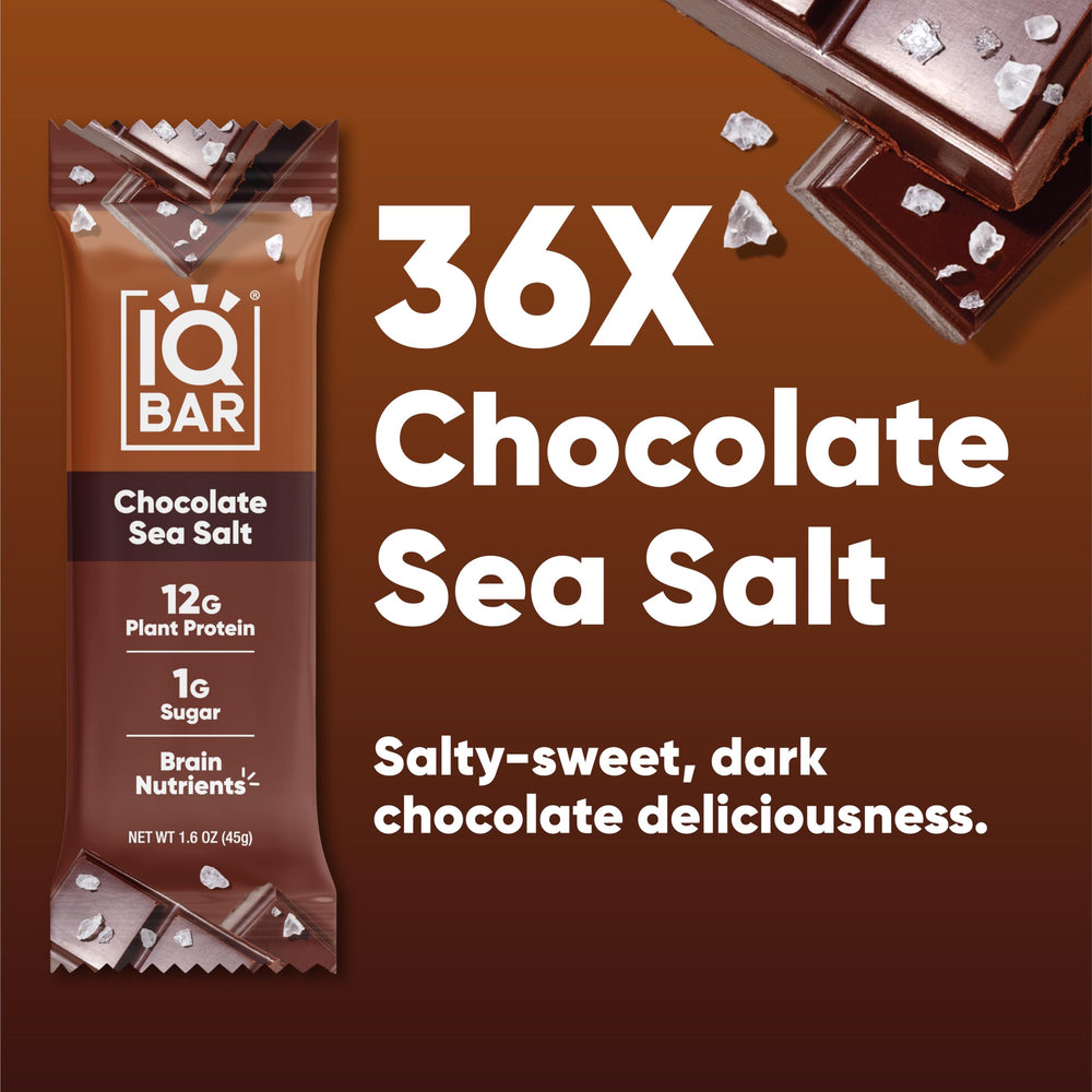 IQBAR nutrition facts panel showing 12g protein and 1–2g sugar