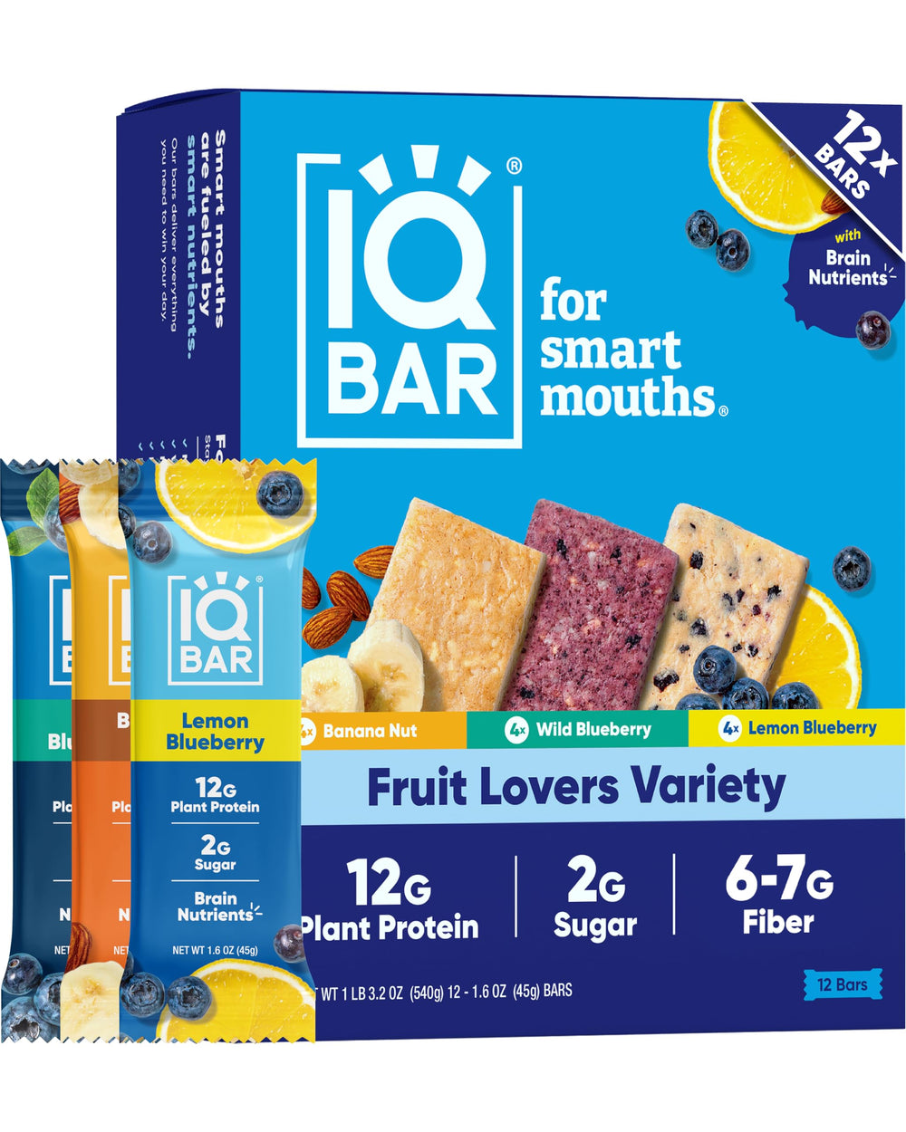 IQBAR Fruit Lovers 12-count box front for keto and vegan snacking