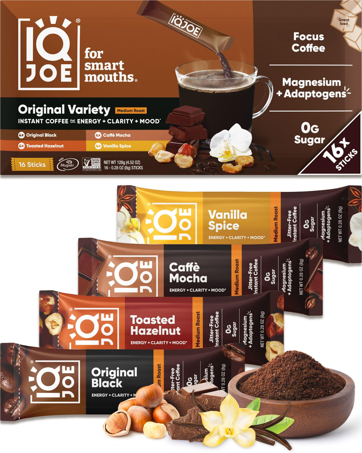 IQBAR IQJOE mushroom coffee packet for focused mornings with Lion's Mane