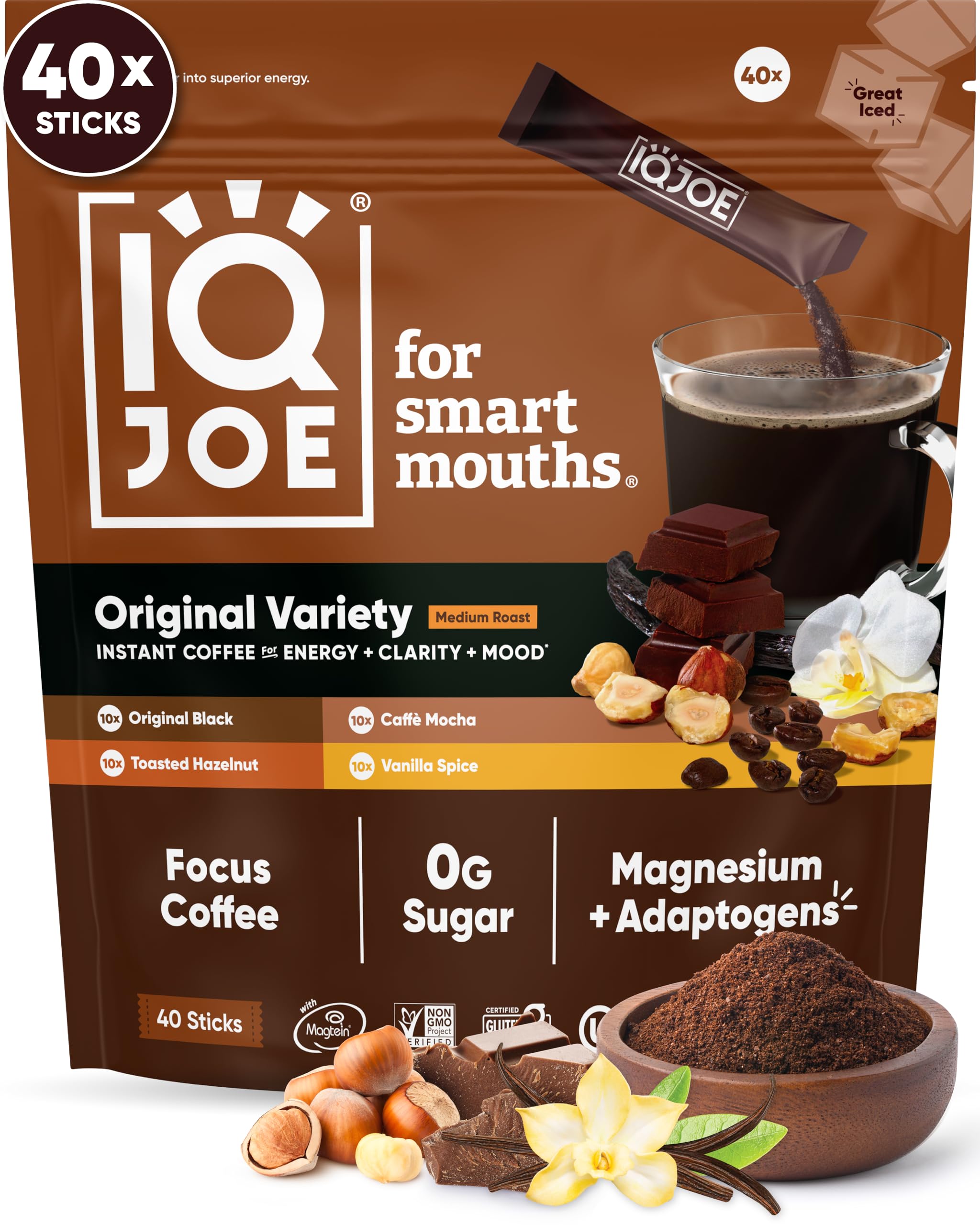 IQBAR IQJOE mushroom coffee packets front view for daily focus