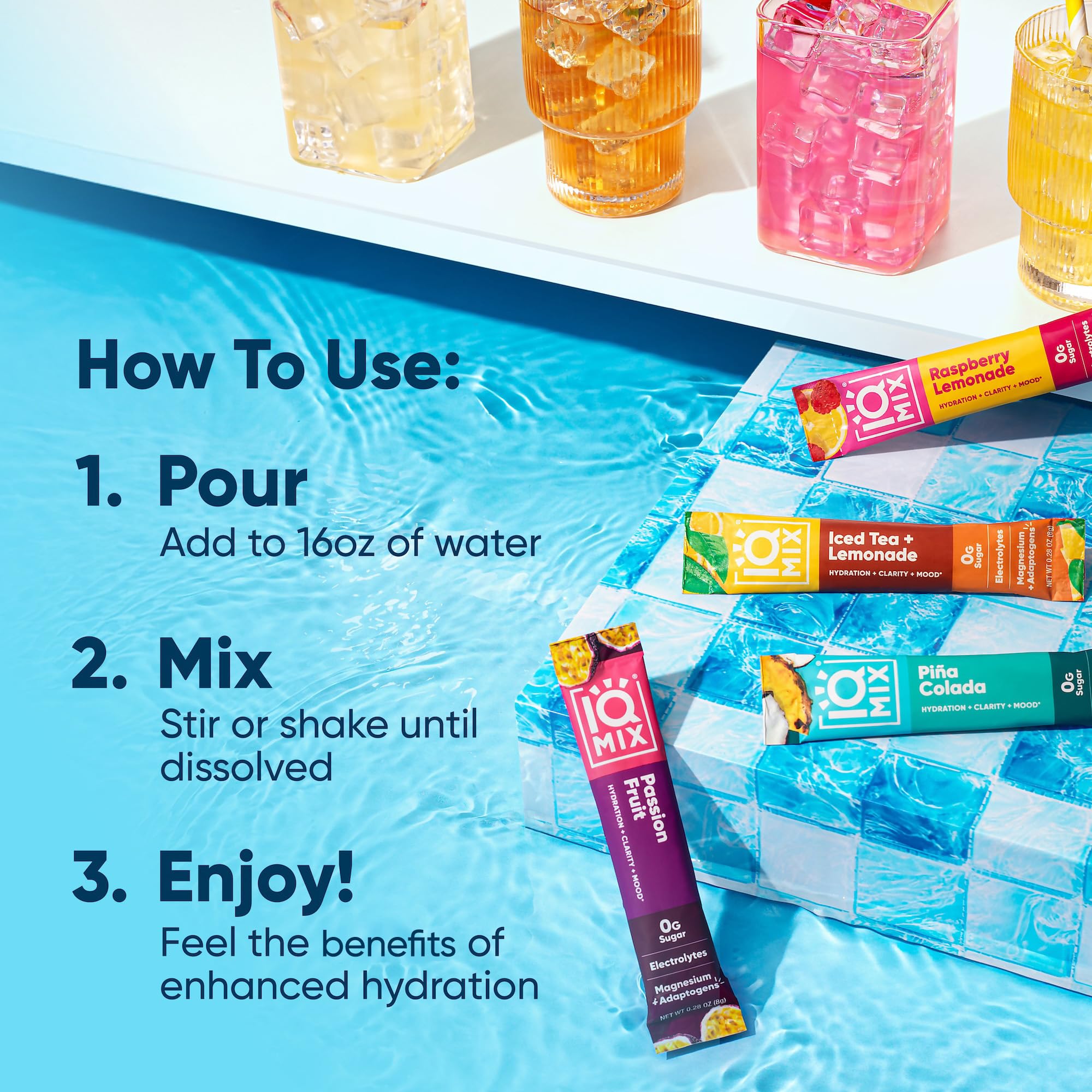 IQMIX Peach Mango flavor packet offering keto-friendly hydration