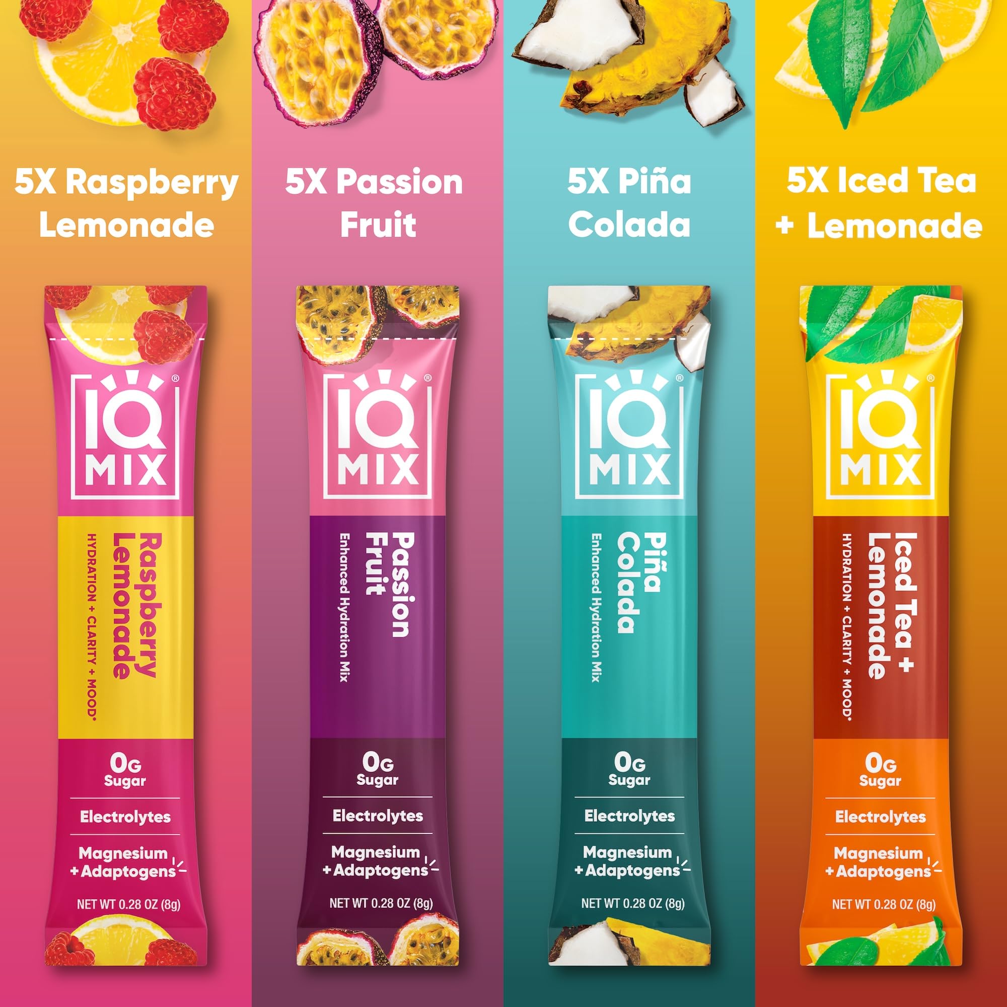 IQMIX Raspberry Lemonade flavor packet supports sugar-free refreshment