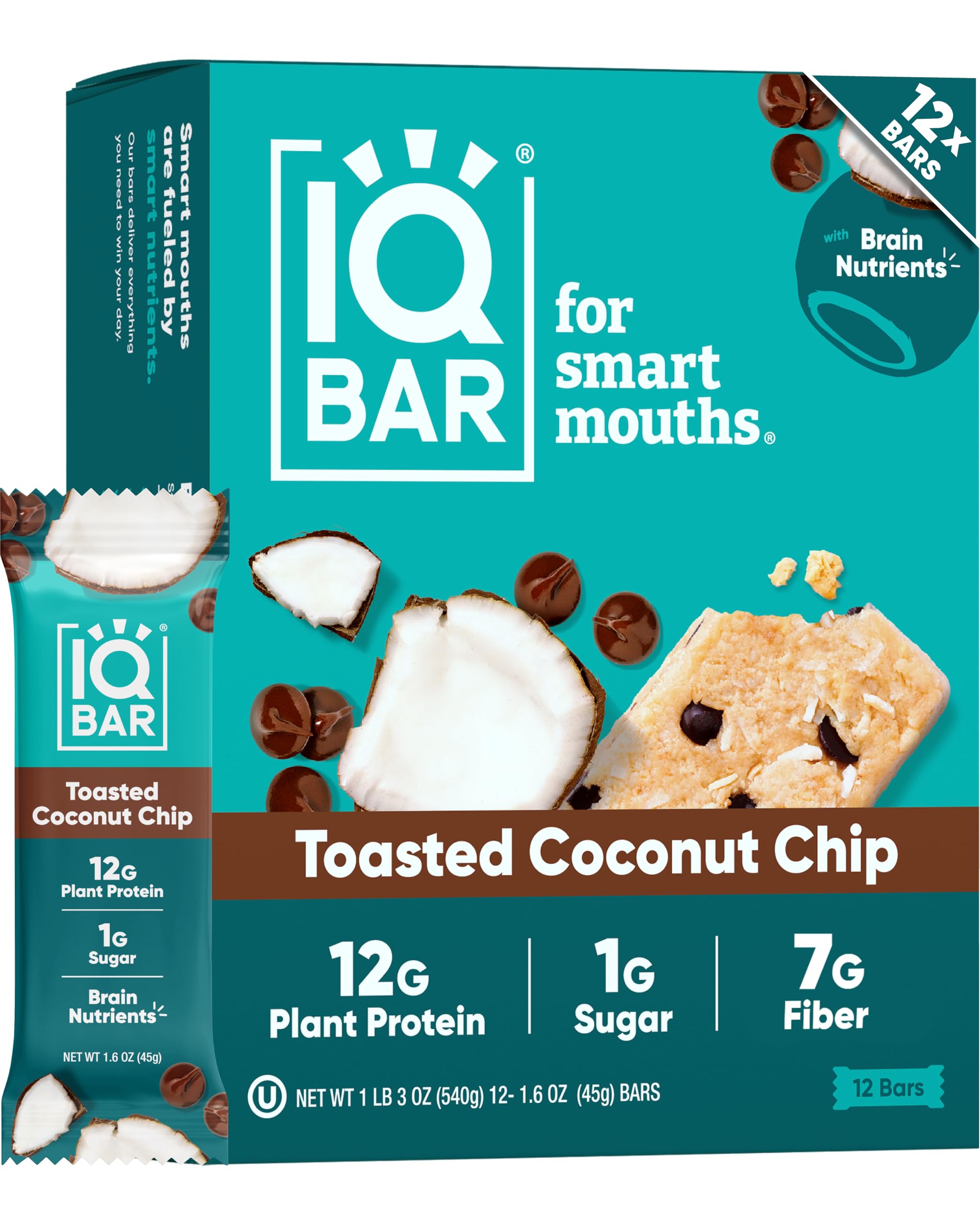 IQBAR packaging for Toasted Coconut Chip bar highlights keto-friendly vegan snack