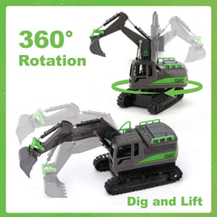 IQKidz RC excavator with rubber tracks for smooth sand movement