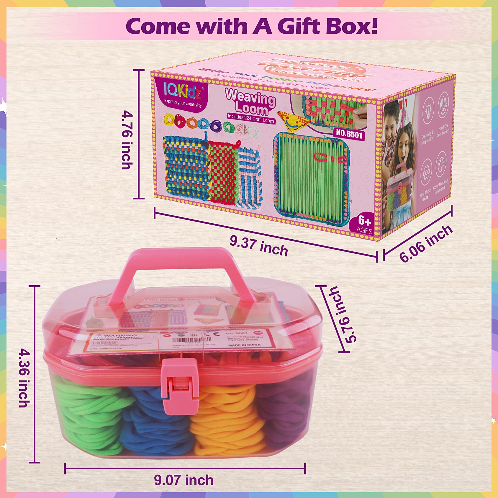 IQKidz weaving loom kit dolls and bags highlight adaptable craft projects.