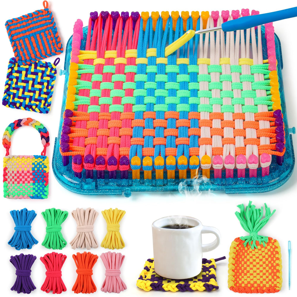 IQKidz weaving loom kit frame and pegs provide a sturdy base for long-lasting crafts.