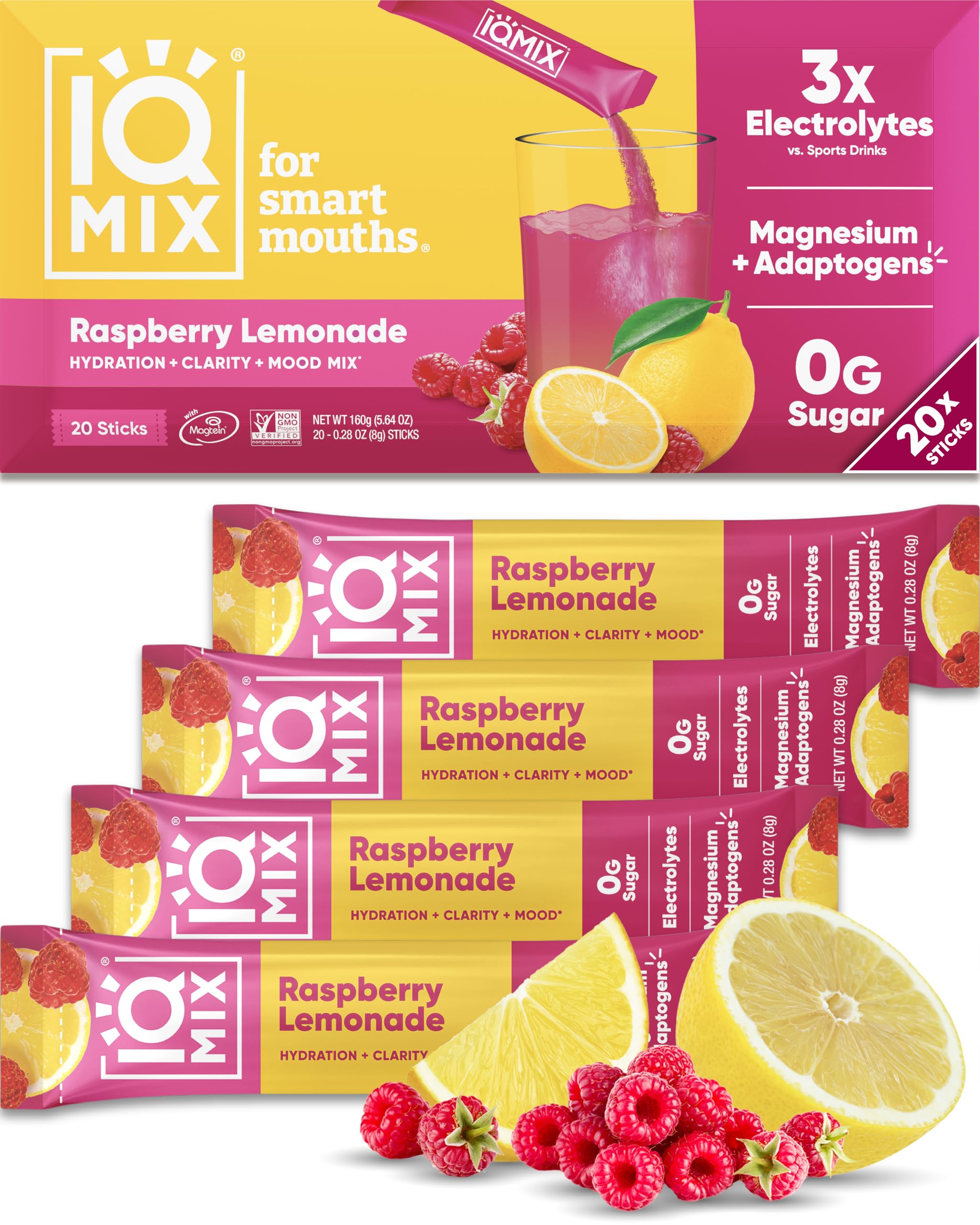 IQMIX hydration packet Raspberry Lemonade for sugar-free hydration