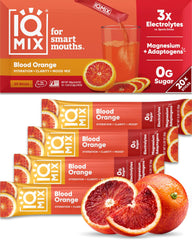 IQMIX hydration packets in Blood Orange packaging provide refreshing hydration on the go