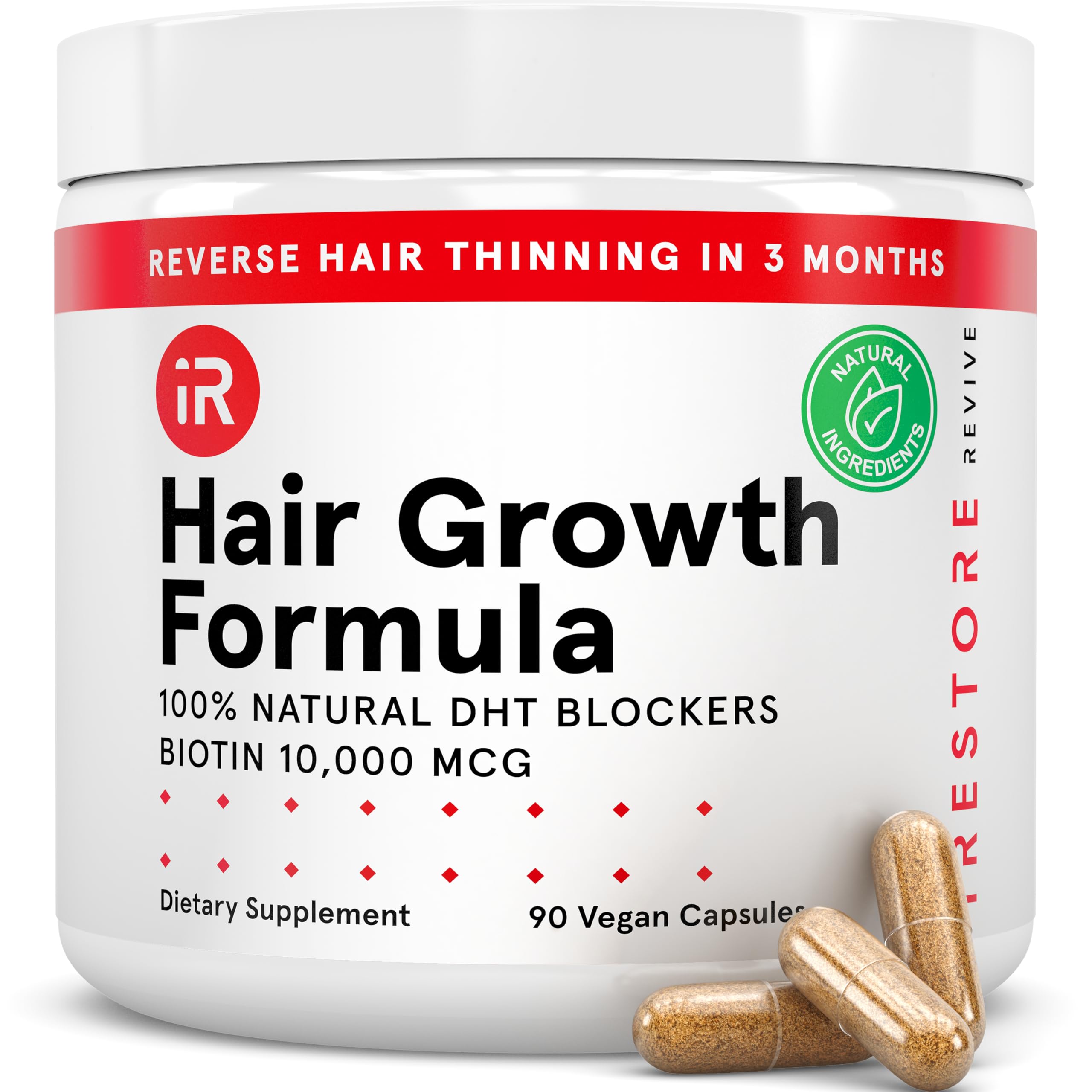 irestore hair growth supplement bottle with 90 capsules for daily hair health.