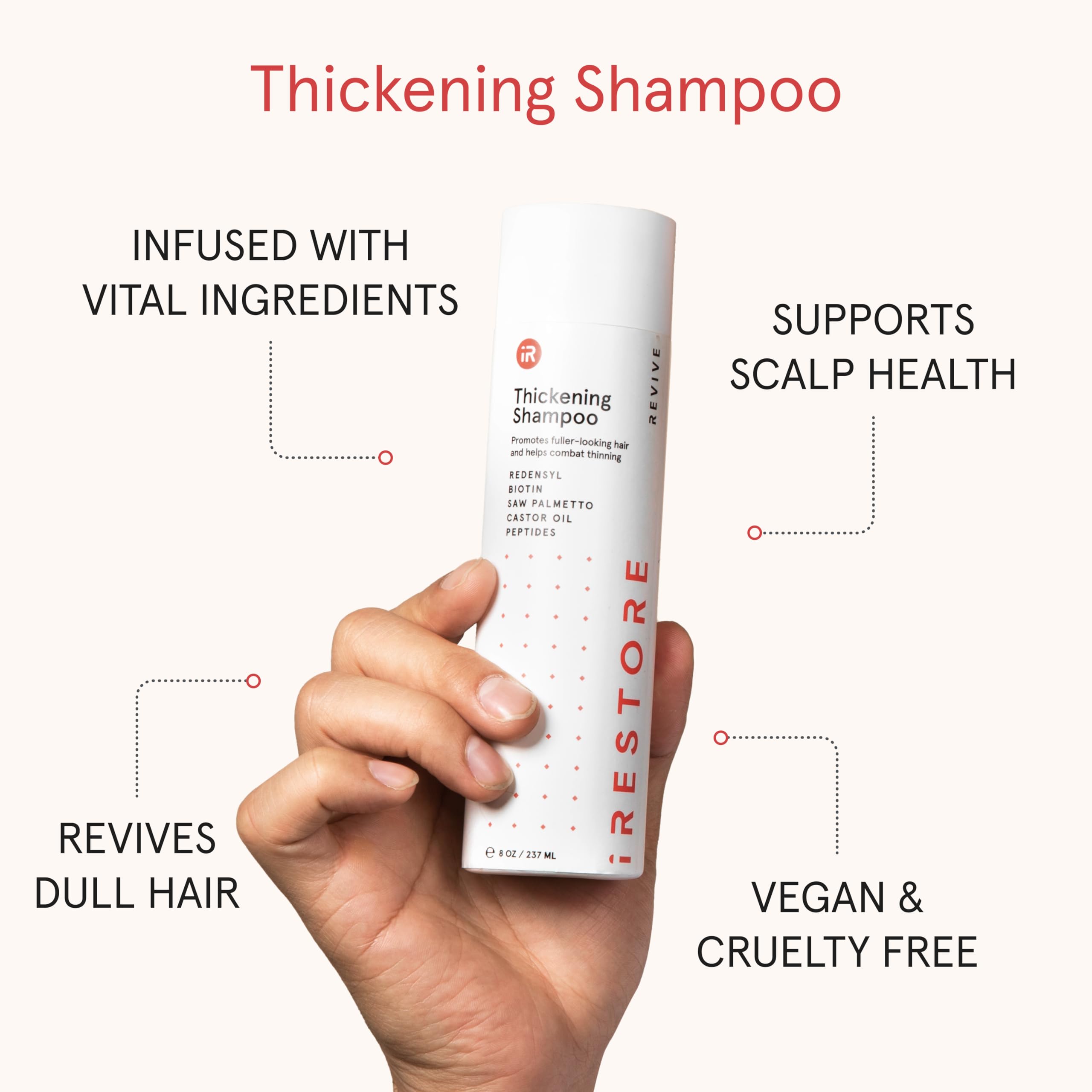 irestore label closeup highlighting USA-made paraben-free formula