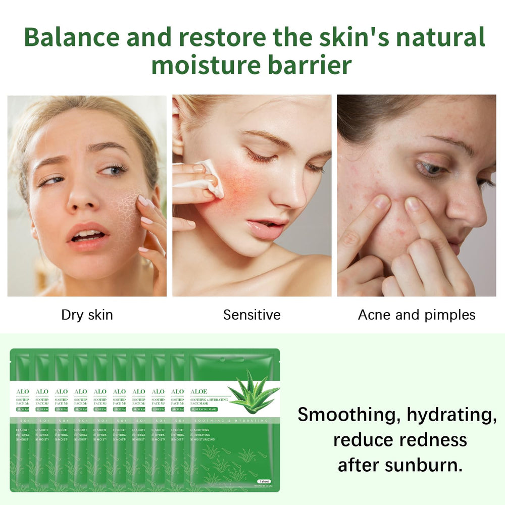 IREV Aloe Vera Soothing Mask aloe leaf closeup signals natural soothing ingredients.