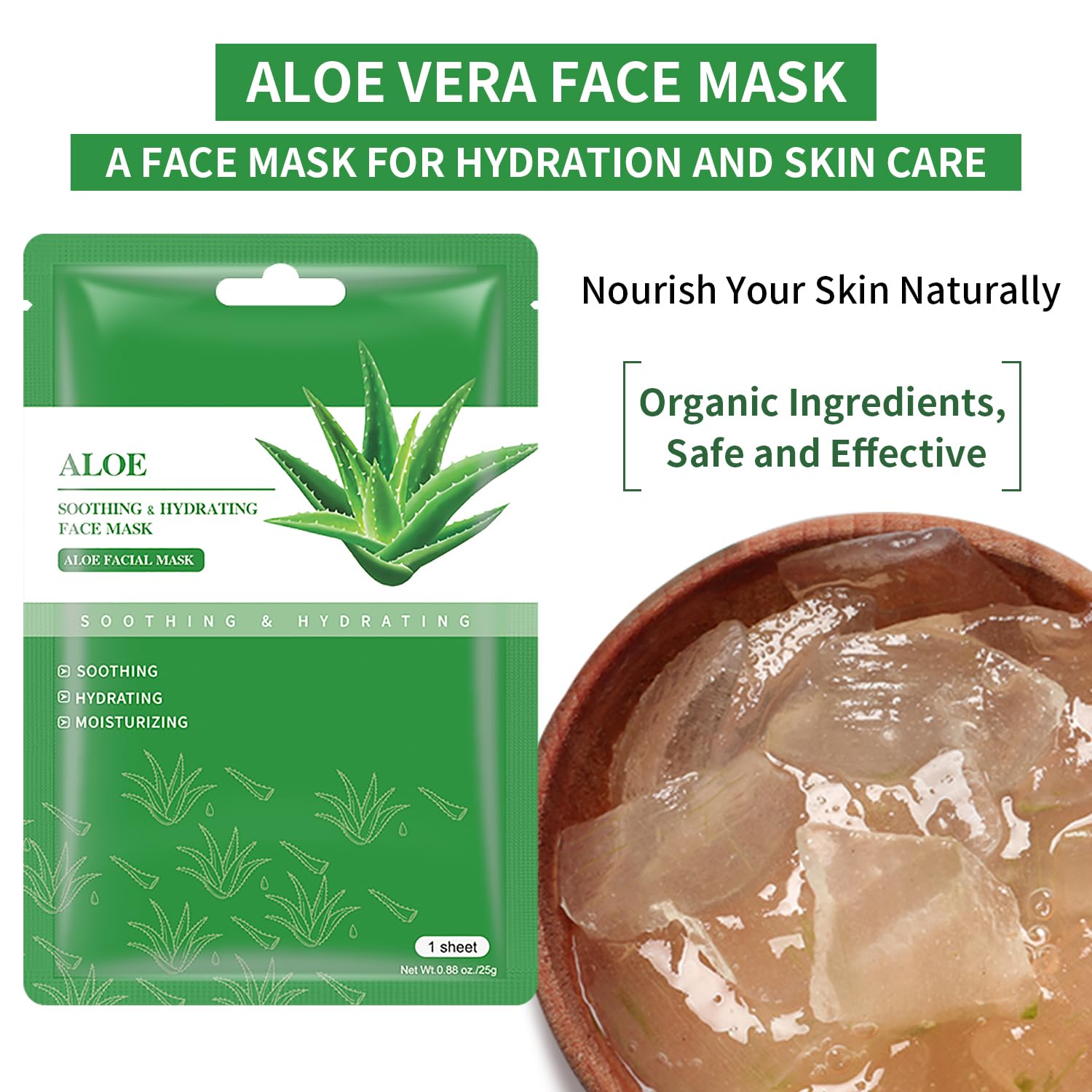 IREV Aloe Vera Soothing Mask application on skin provides calming moisture.