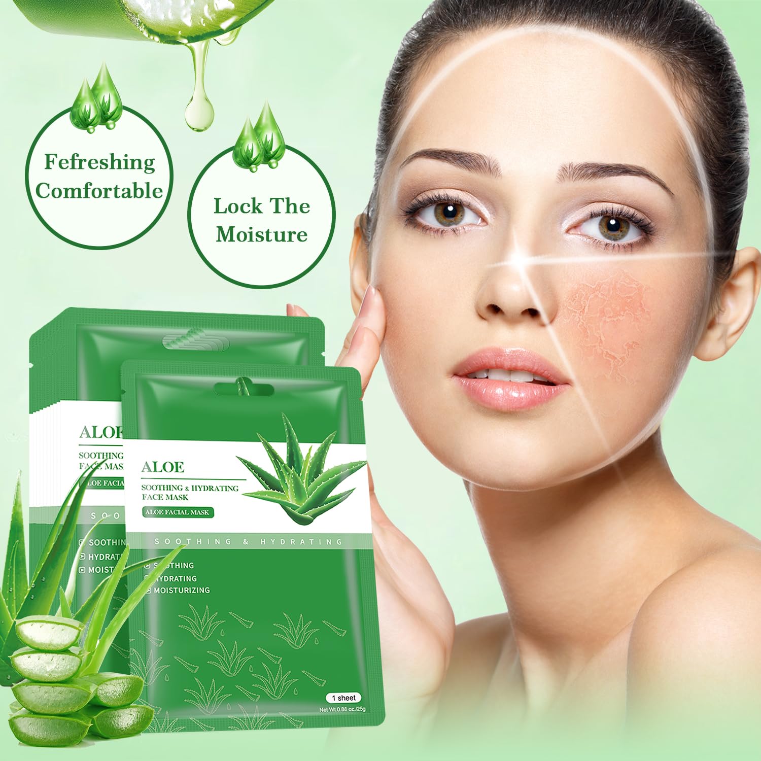 IREV Aloe Vera Soothing Mask texture closeup reveals silky sheet.