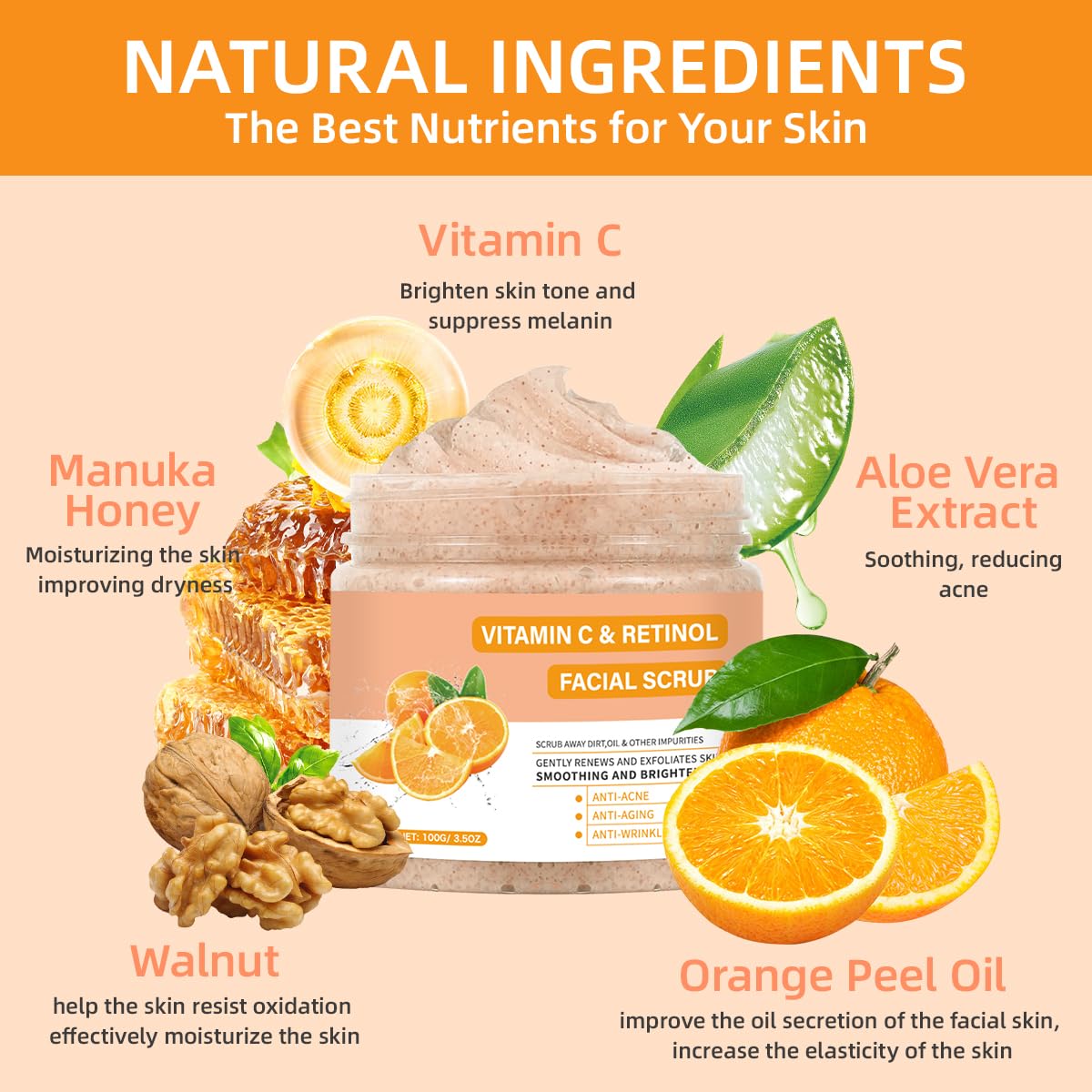 IREV Vitamin C Face Scrub hands applying for refreshed skin