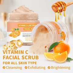 IREV Vitamin C Face Scrub textured particles close-up suggesting gentle exfoliation