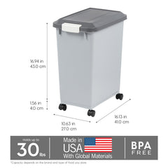 IRIS USA built-in scoop storage in the lid for quick measured portions.