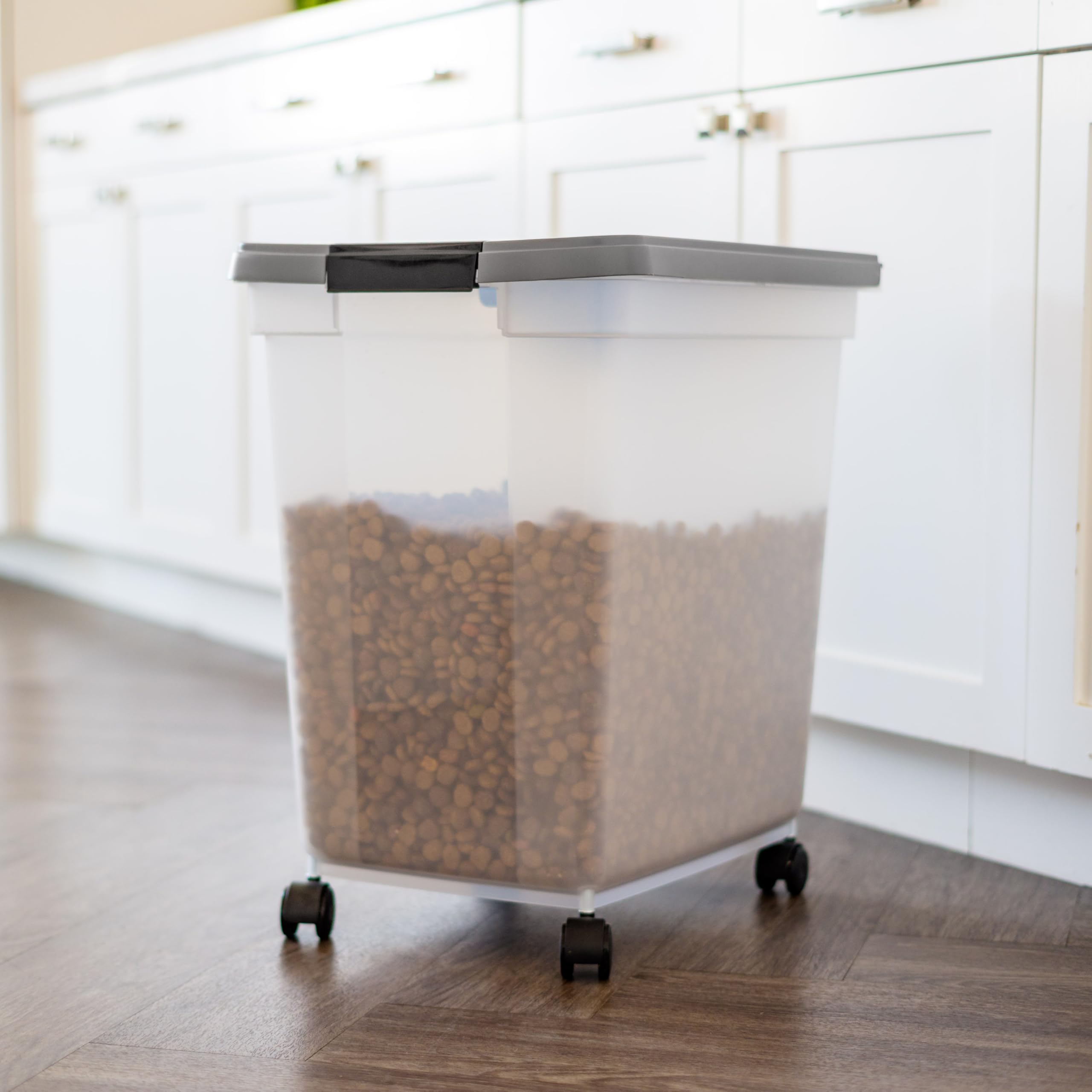 IRIS USA container compact footprint fits tight pantries and corners.