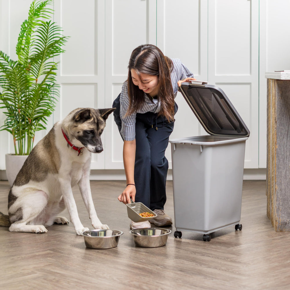 IRIS USA container features rolling mobility for effortless relocation around the home.