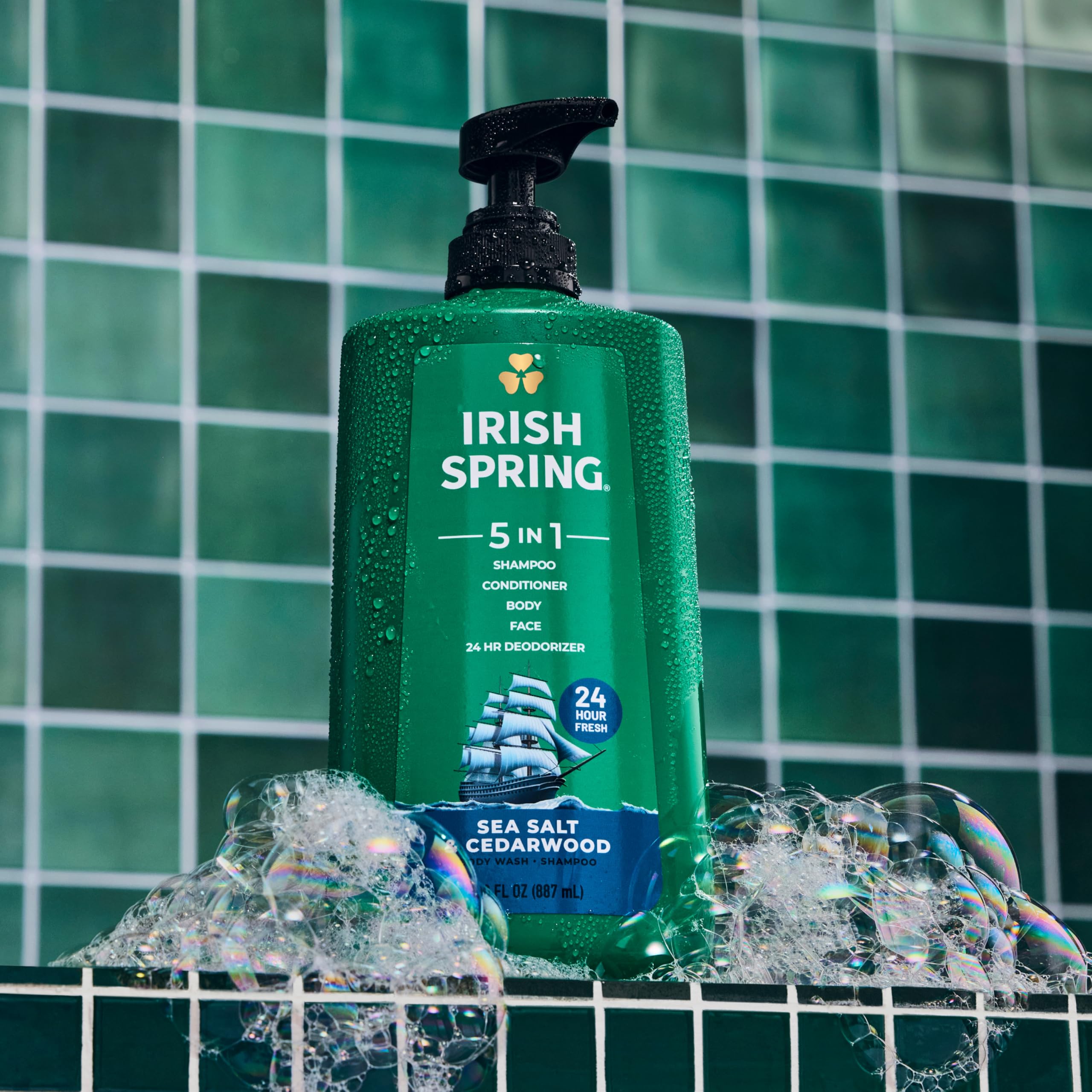 Irish Spring 5in1 bottle pour creates rich lather for efficient cleansing