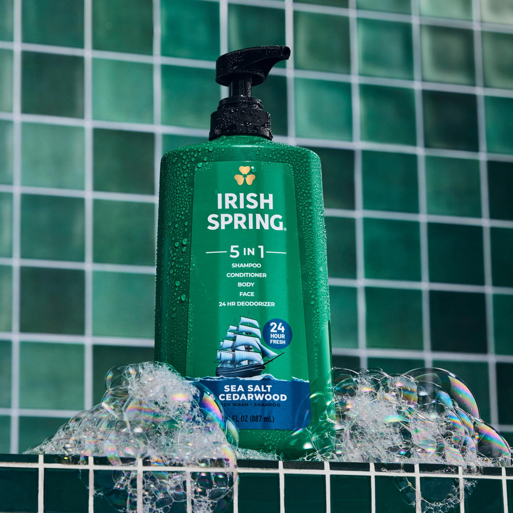 Irish Spring 5in1 bottle pour creates rich lather for efficient cleansing