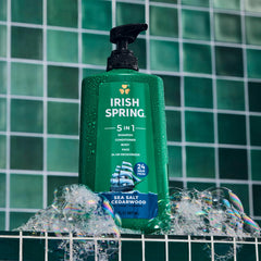 Irish Spring 5in1 bottle pour creates rich lather for efficient cleansing