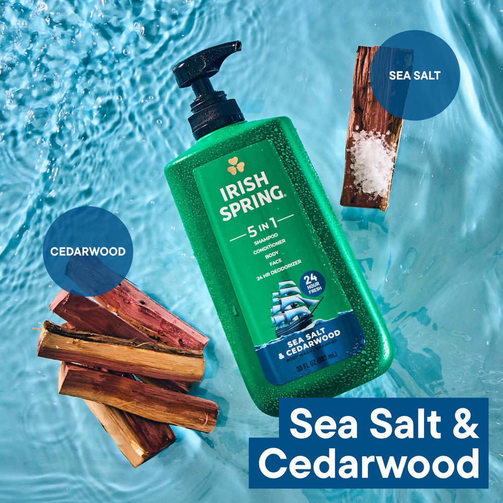 Irish Spring 5in1 conditioner detail shows moisture boost for skin and hair