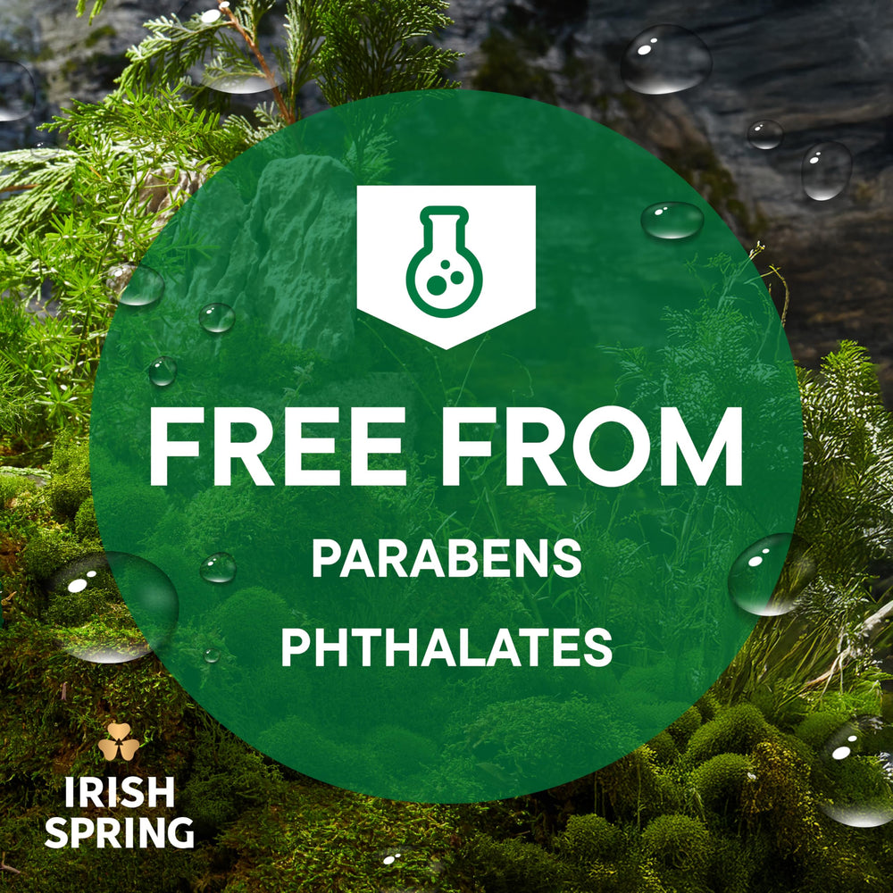 Irish Spring bottle in bathroom or gym bag with leak-proof cap for travel