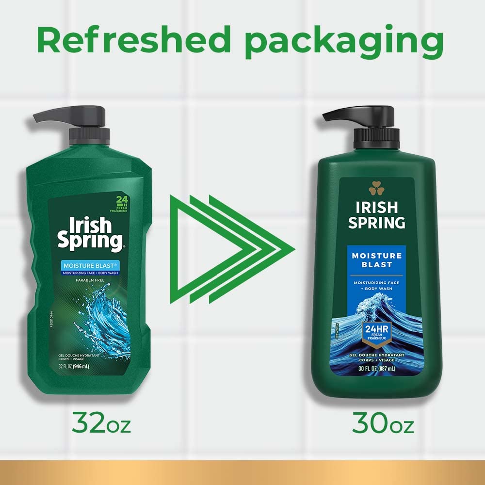 Irish Spring Moisture Blast bottle pump for easy dispensation