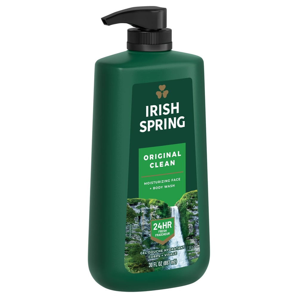 Irish Spring Original Clean pump dispenser ready for quick, mess-free lather.