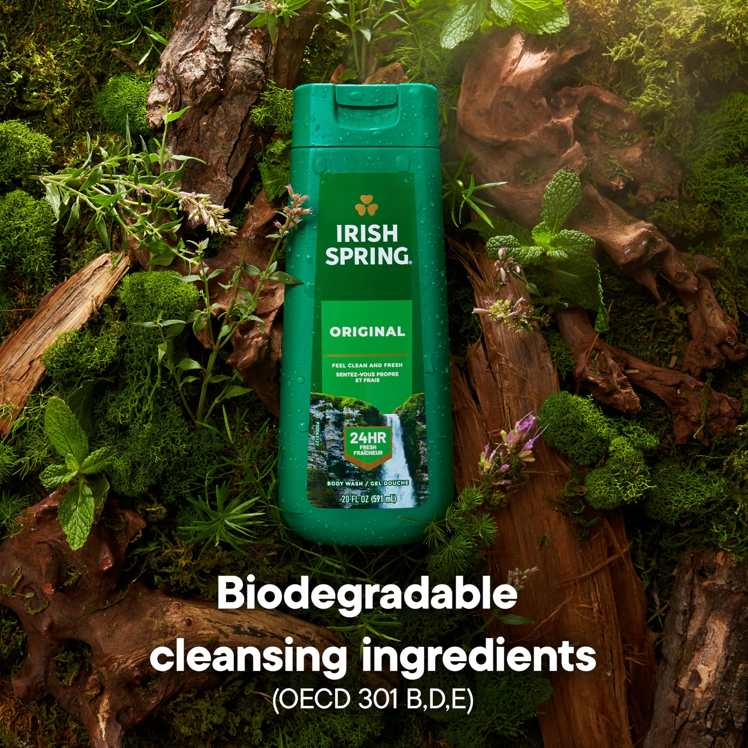 Label notes paraben-free formula in Irish Spring Original wash.