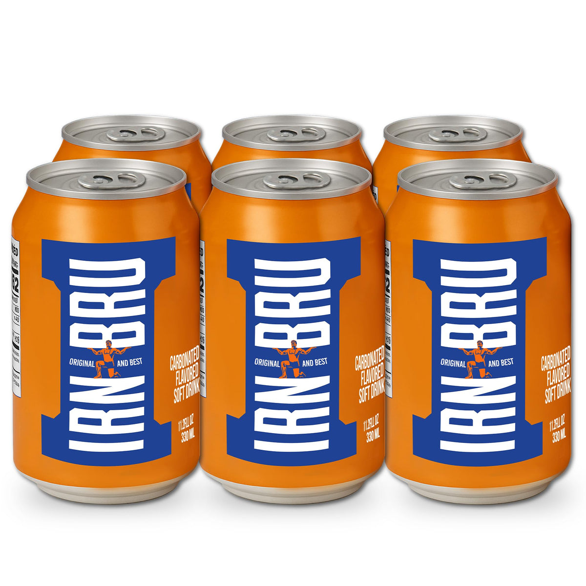 IRN-BRU Original sparkling soda can sideview, bold citrus flavor for gatherings and refreshment.