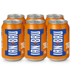 IRN-BRU Original sparkling soda can sideview, bold citrus flavor for gatherings and refreshment.
