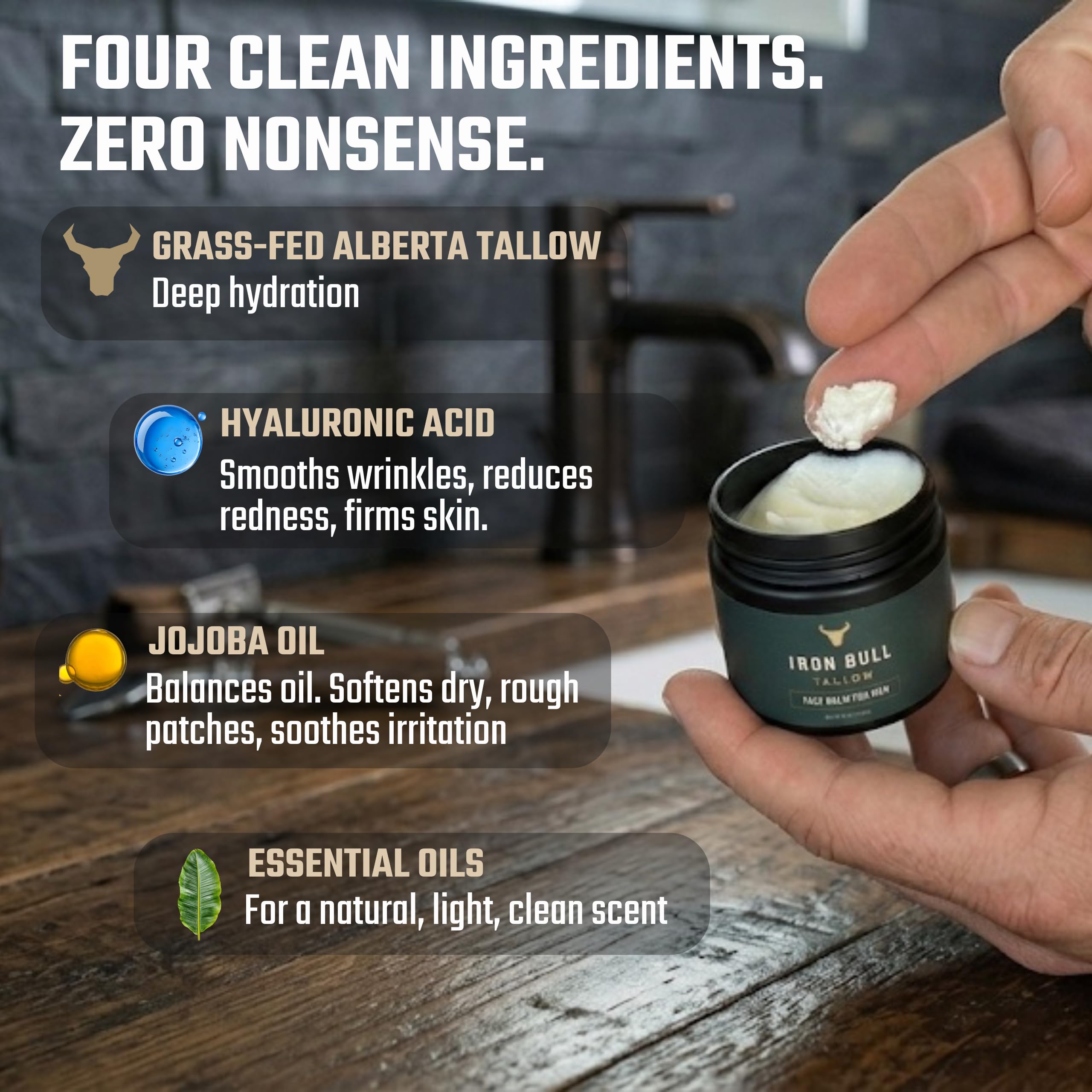 Natural masculine scent with sandalwood and frankincense.
