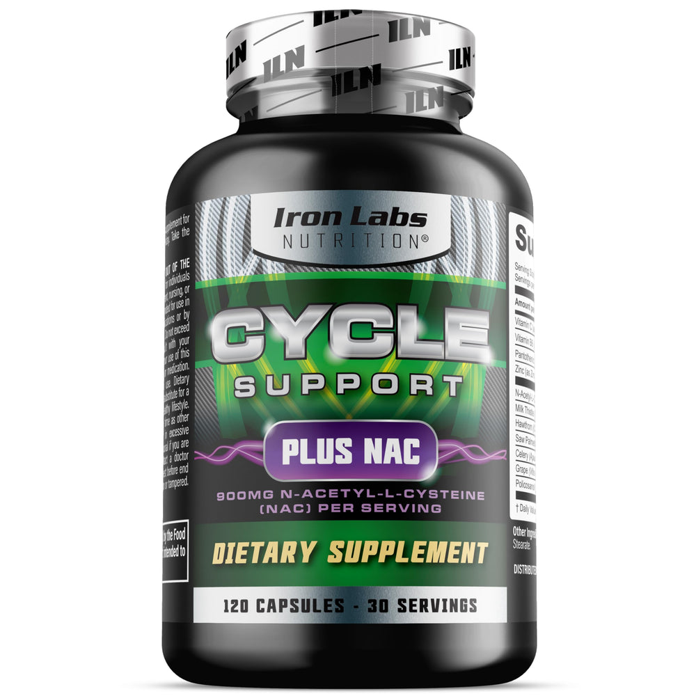 Iron Labs Cycle Support NAC bottle showing a 1-month supply for on-cycle routines