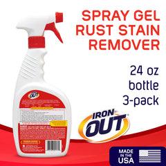 Iron OUT spray gel being applied to a surface to tackle rust