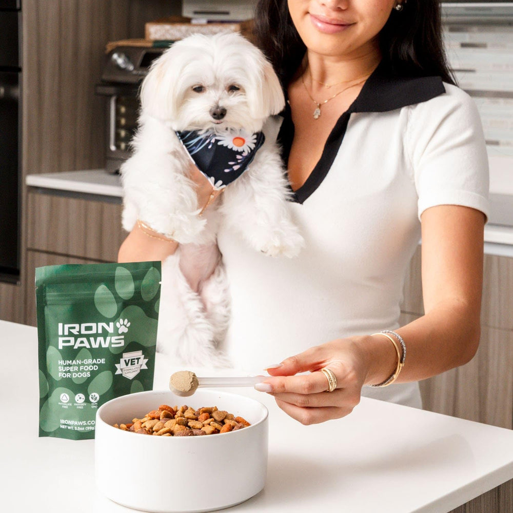 Iron Paws greens powder boosts potential fresher breath and cleaner teeth