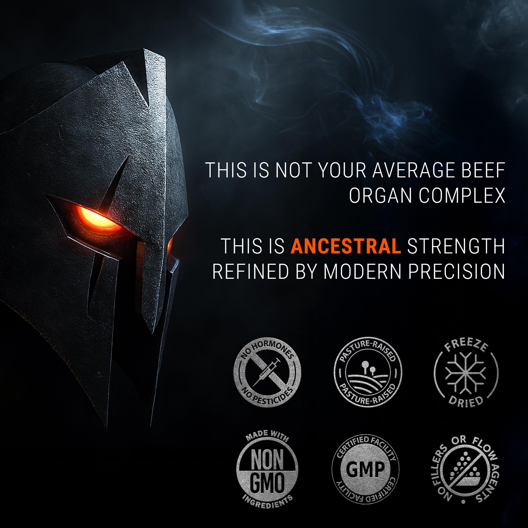 IRONCLAD NUTRITION Beef Organ Supplement grass-fed bovine organs blend boosts nutrient density.