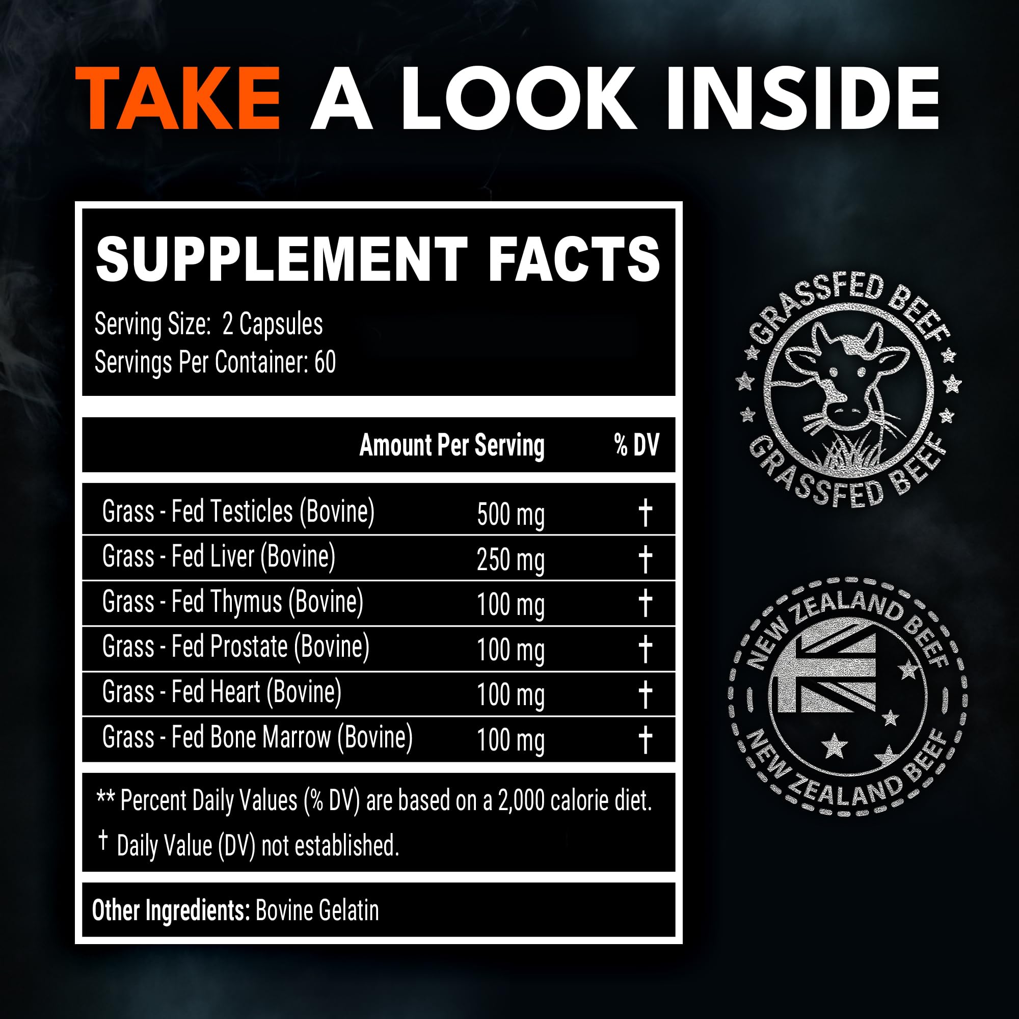 IRONCLAD NUTRITION Beef Organ Supplement packaging emphasizes non-GMO sourcing.