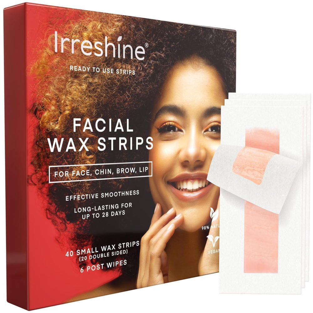 Irreshine facial wax strips pack front for at-home grooming