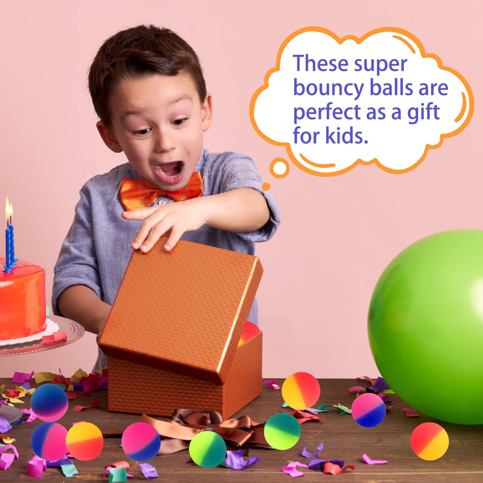 Irrmshr bouncy balls packaging close-up shows bulk value and variety