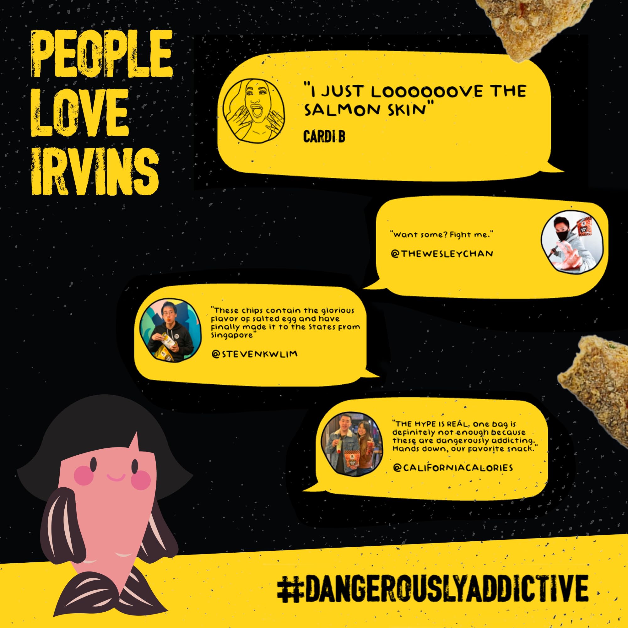 IRVINS High-Protein Snack close-up emphasizes protein-rich, satisfying bite.