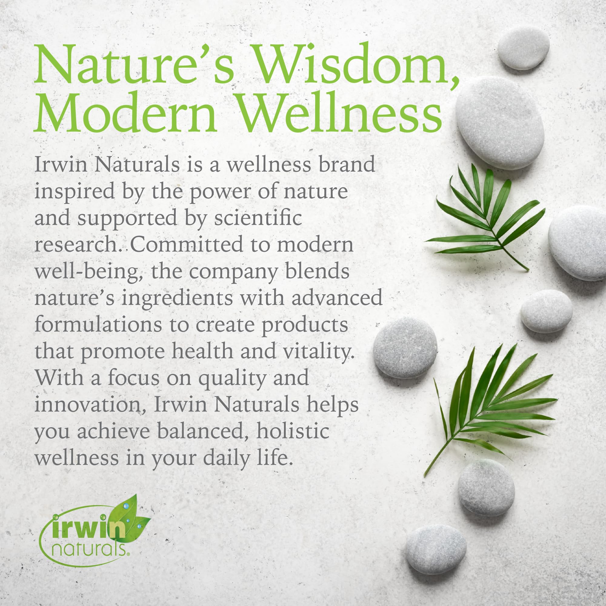 Irwin Naturals packaging with groceries demonstrates easy integration into a balanced lifestyle.