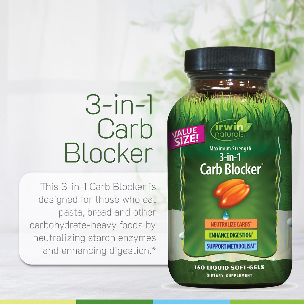 Irwin Naturals enzyme blend illustration emphasizing Lipase and Protease for digestion.