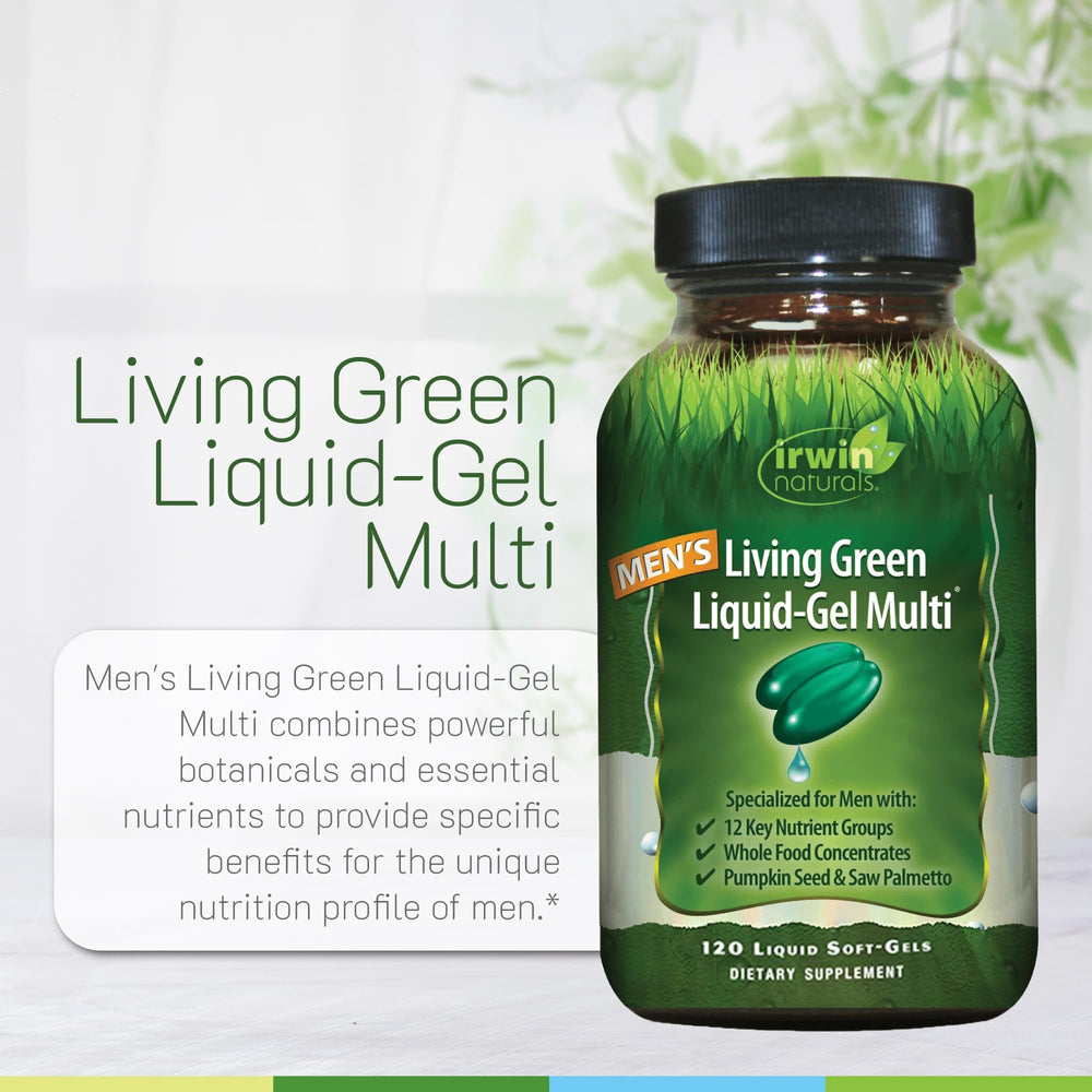 Irwin Naturals Living Green ingredients chart shows wholefood blend